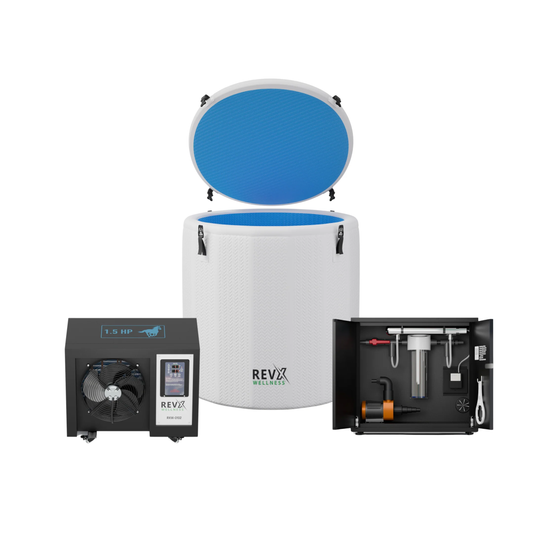 RevX Wellness Barrel Bundle Cold Plunge System with Chiller, Filtration, and Tubing