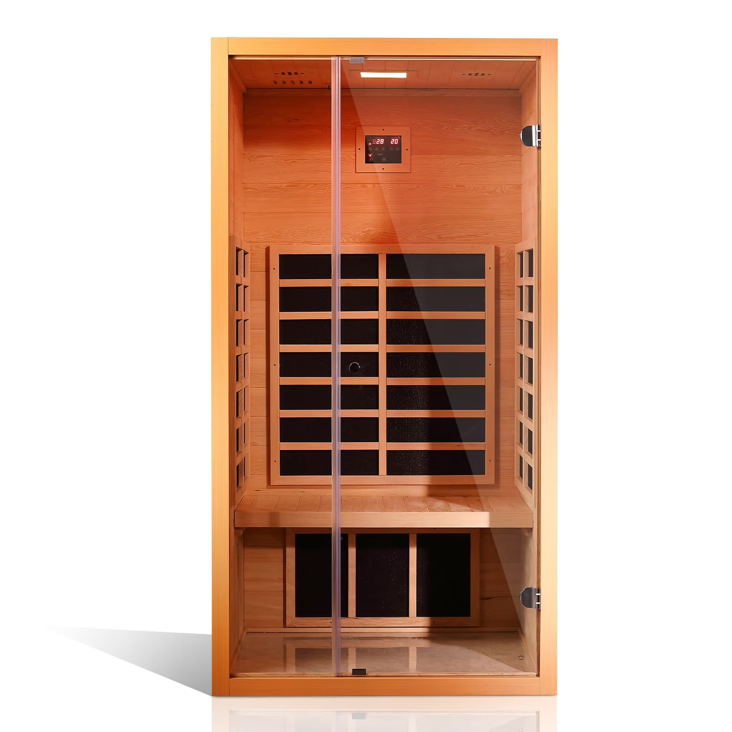 Vanity Art 1 Person FAR Infrared Sauna for Home with Hemlock Wood, Low EMF Carbon Heaters, Bluetooth, LED Light, and Digital Control Panel