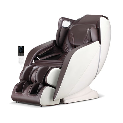 Full Body Massage Chair with Voice Control Heat Foot Roller Brown