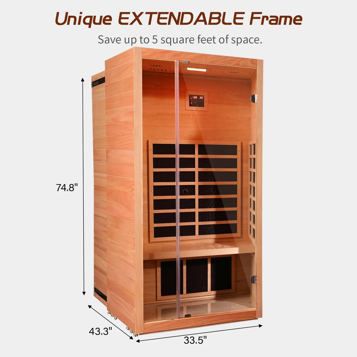 Vanity Art 1 Person FAR Infrared Sauna for Home with Hemlock Wood, Low EMF Carbon Heaters, Bluetooth, LED Light, and Digital Control Panel